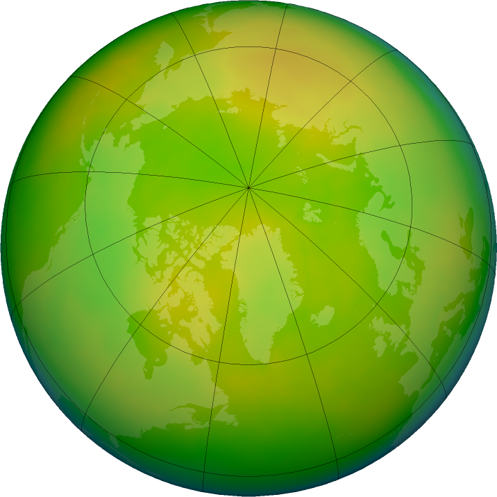 Arctic ozone map for May 2016